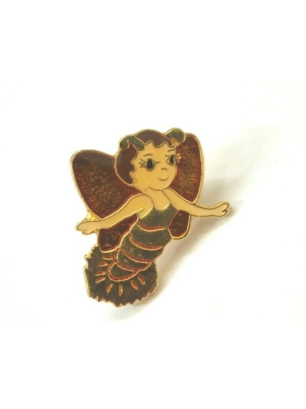 Lady Butterfly Pin Roller Derby Style Gold Tone Enamel Lapel Bag Gear Shop